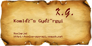 Komlós Györgyi névjegykártya
